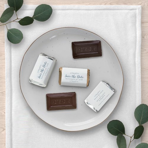 Save The Date Dusty Blue Chic Wedding Engagement   Hersheys Miniatures