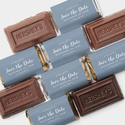 Save The Date Dusty Blue Wedding Engagement        Hersheys Miniatures
