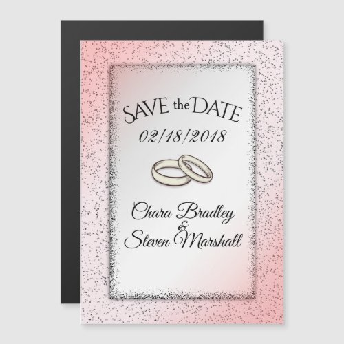 Save the Date Dusty Rose Glitter Wedding Magnetic Invitation