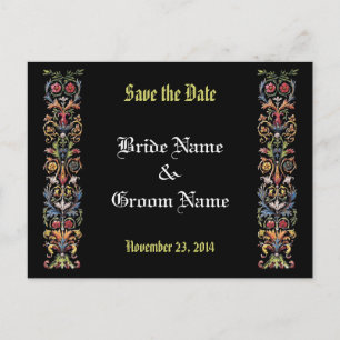 Save the Date Editable Medieval Illuminated Art Announcement Postcard