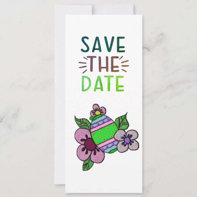 Save The Date Egg And Flowers Invitation (Front)