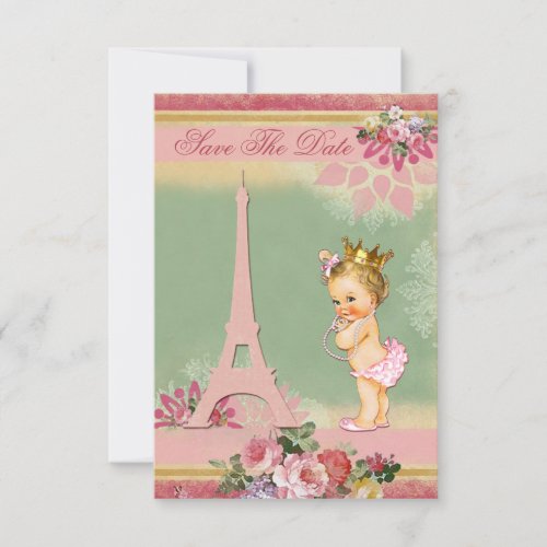 Save The Date Eiffel Tower Princess Baby Shower