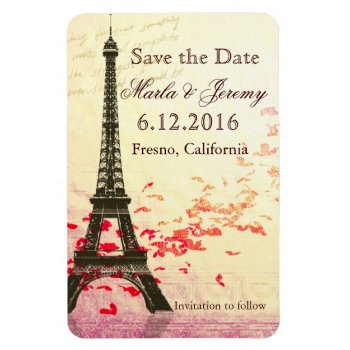 Save The Date Eiffel Tower Style Magnet by perfectwedding at Zazzle
