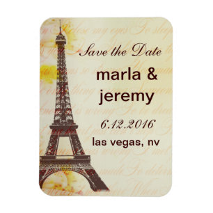 Save the Date Eiffel Tower style Magnet