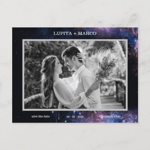 Save the Date Elegan Space Celestial Wedding Cute Holiday Postcard