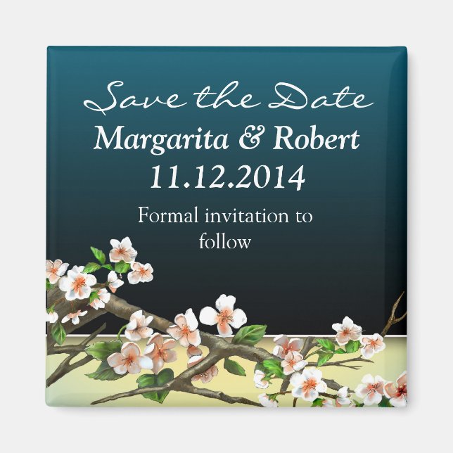 save the date elegant blossoms magnets (Front)