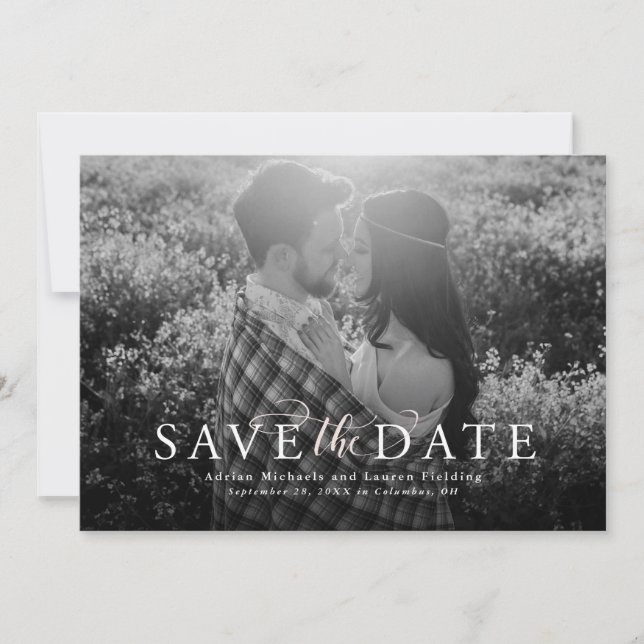 Save the date elegant blush photo card (Front)