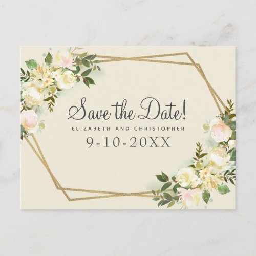 Save The Date Elegant Botanical Weddings Floral Announcement Postcard