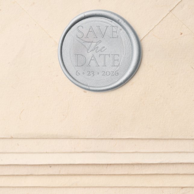 Save the Date Elegant Custom Wedding Date Wax Seal Sticker (Front)