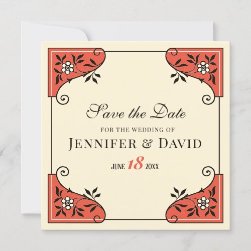 Save the date Elegant floral frame CC1250 Vintage  Invitation