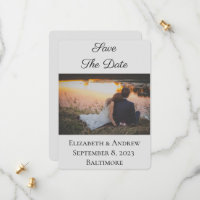 Save The Date Elegant Formal Photo Light Gray
