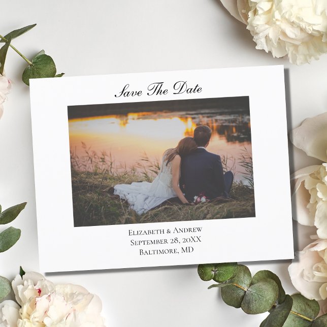 Save The Date Elegant Formal Photo QR Code Wedding Announcement Postcard (Creator Uploaded)