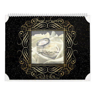 Save the Date Elegant Gold Foil Dots Look Script Calendar