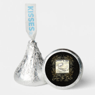 Save the Date Elegant Gold Foil Dots Look Script Hershey®'s Kisses®