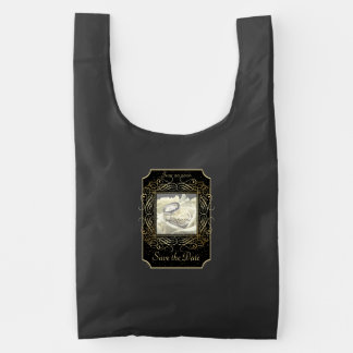 Save the Date Elegant Gold Foil Dots Look Script Reusable Bag