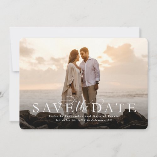 Save the date elegant horizontal photo card