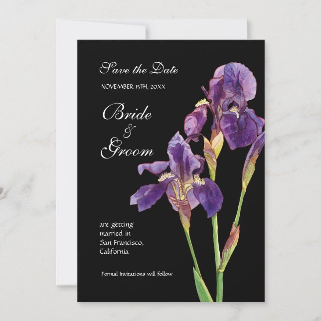 Save the Date - Elegant Iris Monogram Invitation (Front)