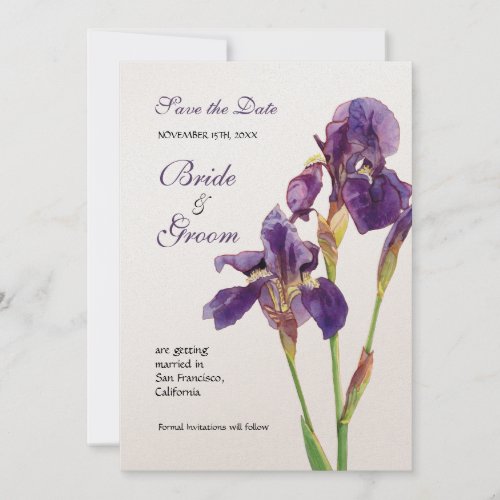 Save the Date _ Elegant Iris Monogram Invitation