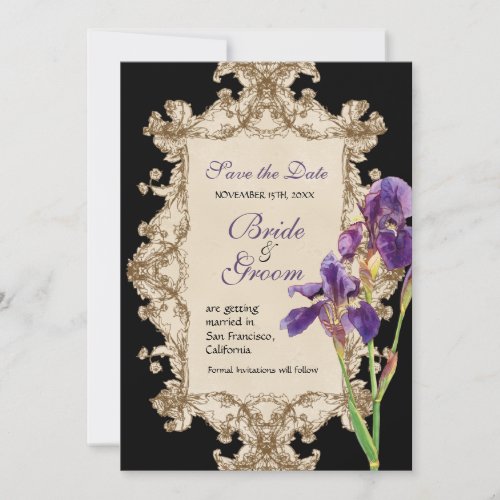 Save the Date _ Elegant Iris Monogram Invitation