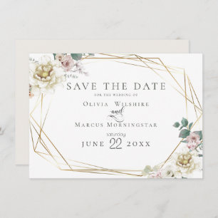 Save the Date   Elegant  Ivory and Blush Floral Invitation