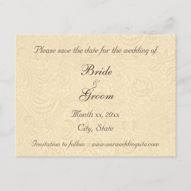 Save The Date Elegant Ivory Floral Postcard (Front)