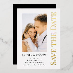 Save The Date Elegant Modern Wedding Gold Foil Invitation