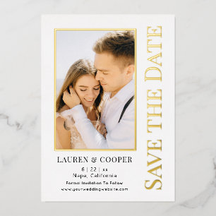Save The Date Elegant Modern Wedding Gold Foil Invitation