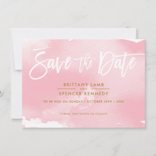 SAVE THE DATE elegant muted pink watercolor