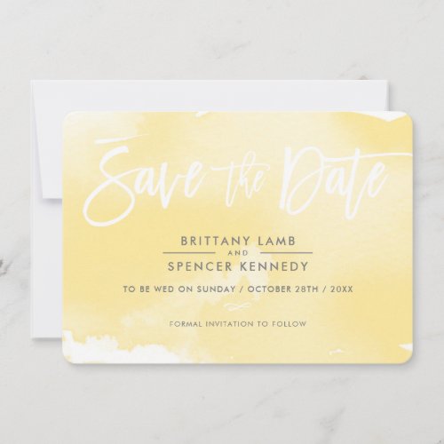 SAVE THE DATE elegant muted yellow watercolor