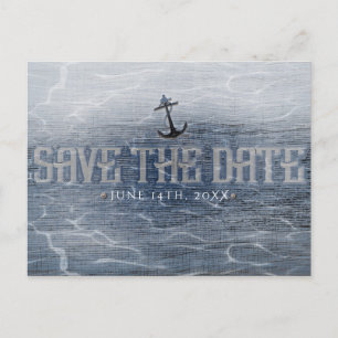 SAVE THE DATE Elegant Nautical Beach Engagement Postcard