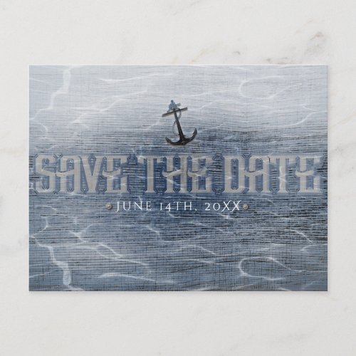 SAVE THE DATE Elegant Nautical Beach Engagement Postcard