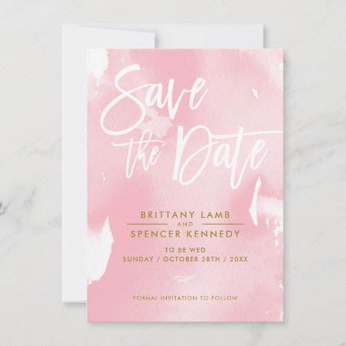 SAVE THE DATE elegant painted pale pink watercolor
