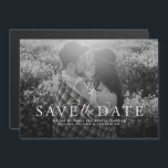 Save the date elegant photo magnetic invitation<br><div class="desc">Share the news of your engagement and upcoming marriage with this one-photo save the date magnet featuring an elegant,  moveable type treatment in white and blush.</div>