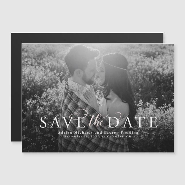 Save the date elegant photo magnetic invitation (Front/Back)