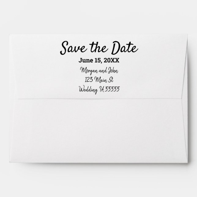 Save The Date Elegant Pre Addressed Black Script Envelope (Back (Top Flap))
