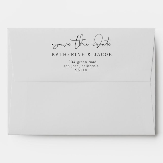 Save The Date Elegant Pre Addressed Envelope (Back (Top Flap))
