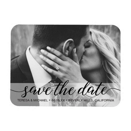 Save the Date elegant script engagement Photo Magnet