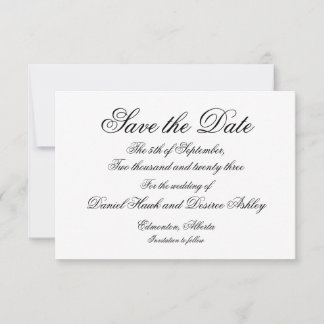 Save the Date Elegant Script - Formal Wording Note Card