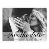 Save the Date elegant script, Photo, Engagement Postcard