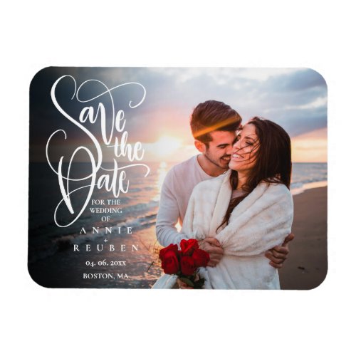 Save the Date Elegant Script Photo Magnet