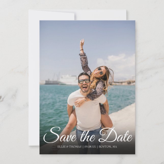 Save the Date Elegant Script Simple Photo (Front)