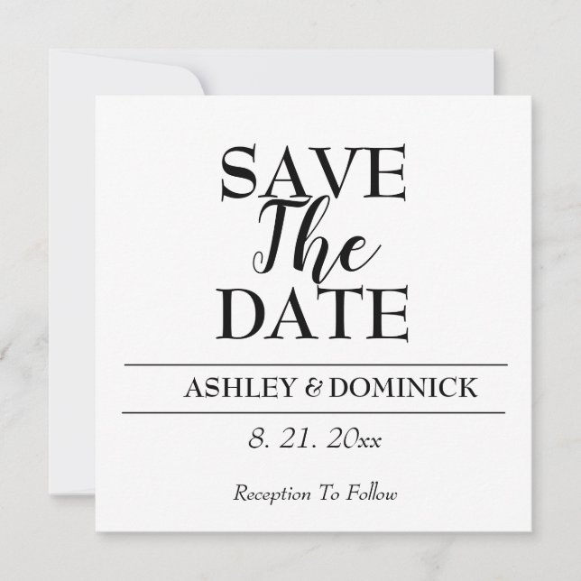 Save The Date Elegant Script Wedding Card (Front)