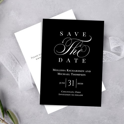 Save the Date Elegant Typography Black and White