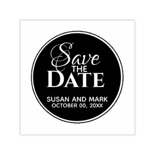 Save The Date elegant typography minimalist script Self-inking Stamp