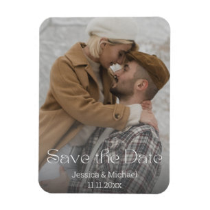 save the date, elegant typography photo wedding magnet
