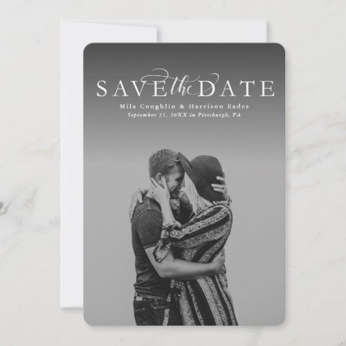 Save the date elegant vertical photo card