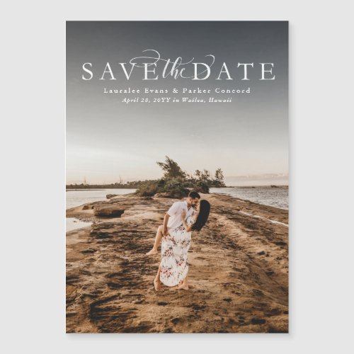 Save the date elegant vertical photo magnet
