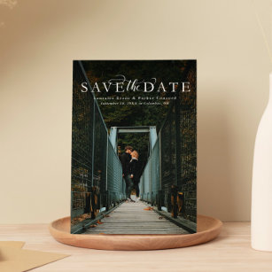 Save the date elegant vertical photo magnetic invitation