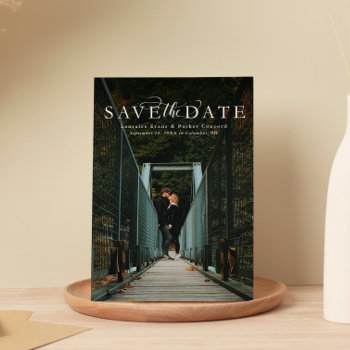 Save The Date Elegant Vertical Photo Magnetic Invitation by LeaDelaverisDesign at Zazzle