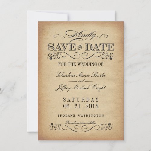 Save the Date _ Elegant Vintage Parchment